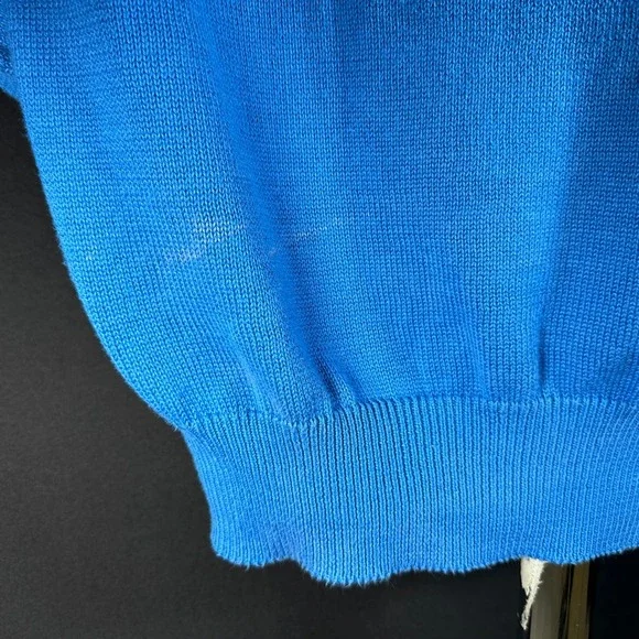 Vintage Brooks Brothers Sweater Men 42 XL Blue Sea Island Cotton V-Neck USA Made